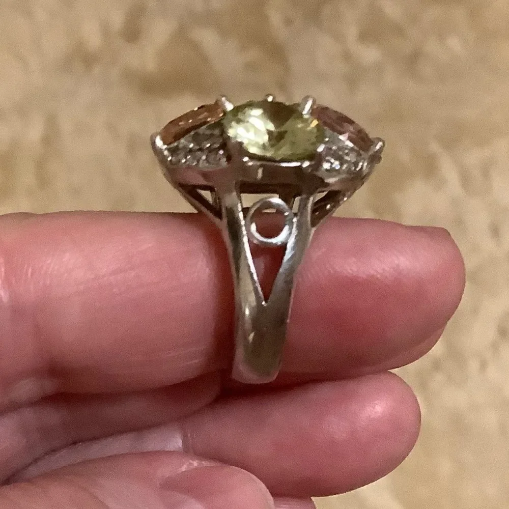𝅺sterling SILVER MULTICOLOUR CRYSTALS WOMAN RING SIZE US 6.5​
